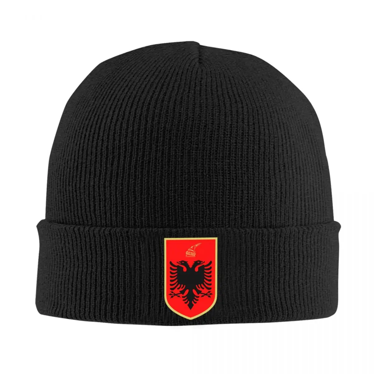 

Emblem Of Albania Eagle Bonnet Hat Knitted Hats Men Women Hip Hop Unisex Albanian Patriotic Warm Winter Beanies Cap