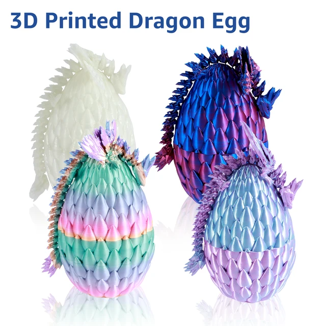 Dragon Imprimé En 3D Dans Un Œuf, Dragon De Cristal Articulé Avec Œuf De Dragon, Dragon Imprimé 3D, Dragon Jouet, Convient Pour Les Voitures, Les