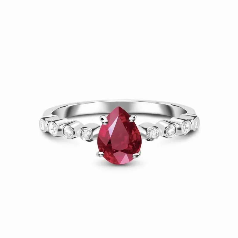 

Japan and South Korea S925 sterling silver ruby micro zircon ring female niche design simple light luxury delicate jewelry