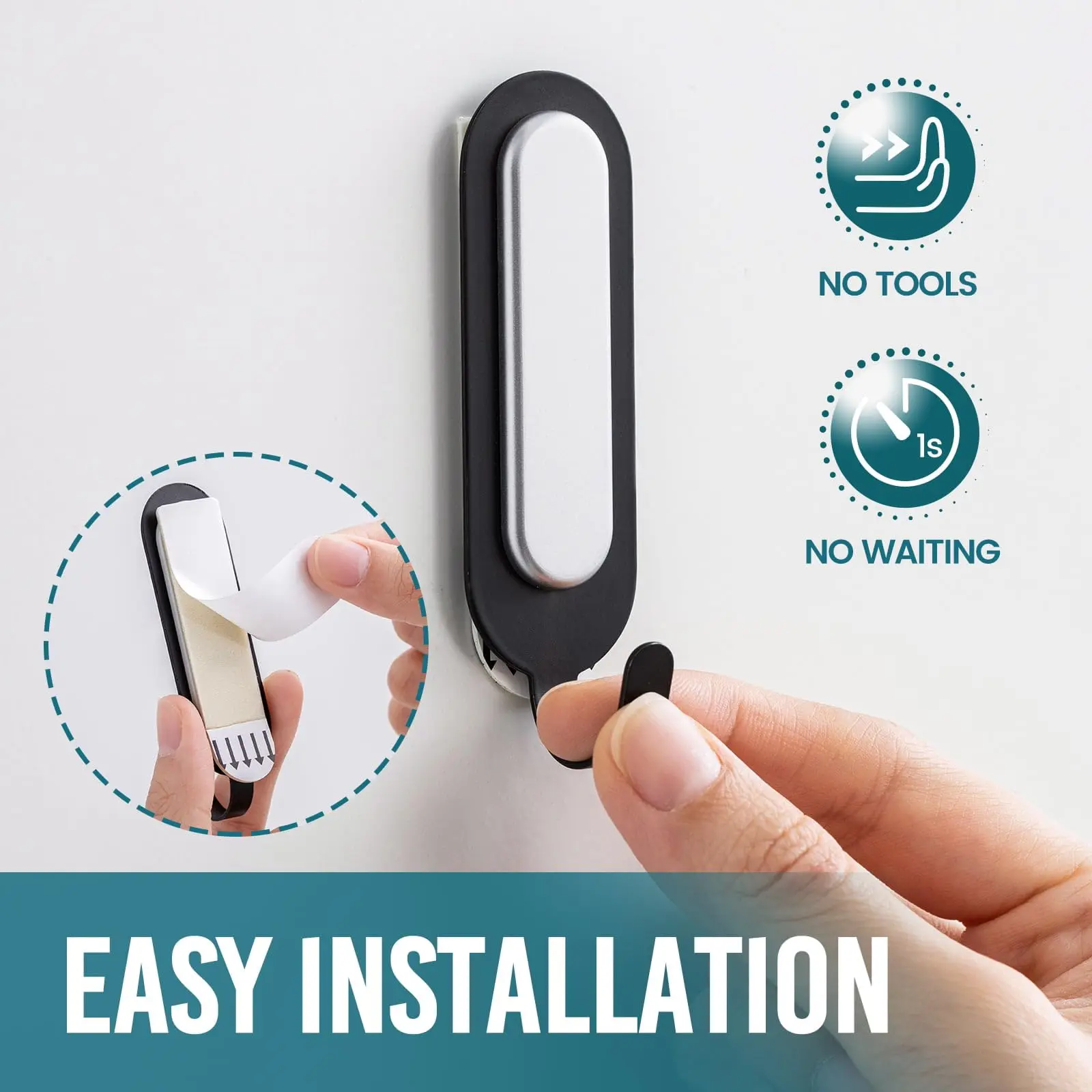 TAILI Hanging Wall Hooks with Adhesive Strips Utility Hooks for Home Storage 4 Hooks and 6 Strips Included, Damage Free for Wall 3
