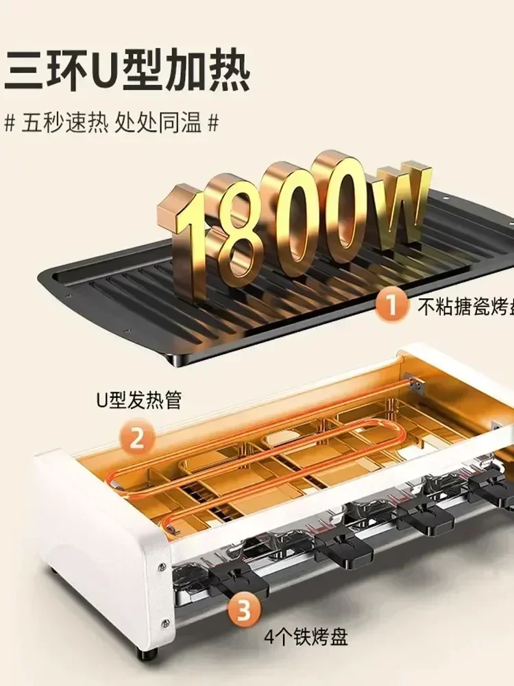 Innovative Home Electric Grill - Smokeless for Clean Cooking. Multifunctional & Non-Stick. Perfect for Kebabs. 4