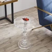 Table basse en acrylique Transparent, Table d'appoint de salon, Table à thé ronde, bureau de rangement, Table de chevet, meubles nordiques, personnalisés 3