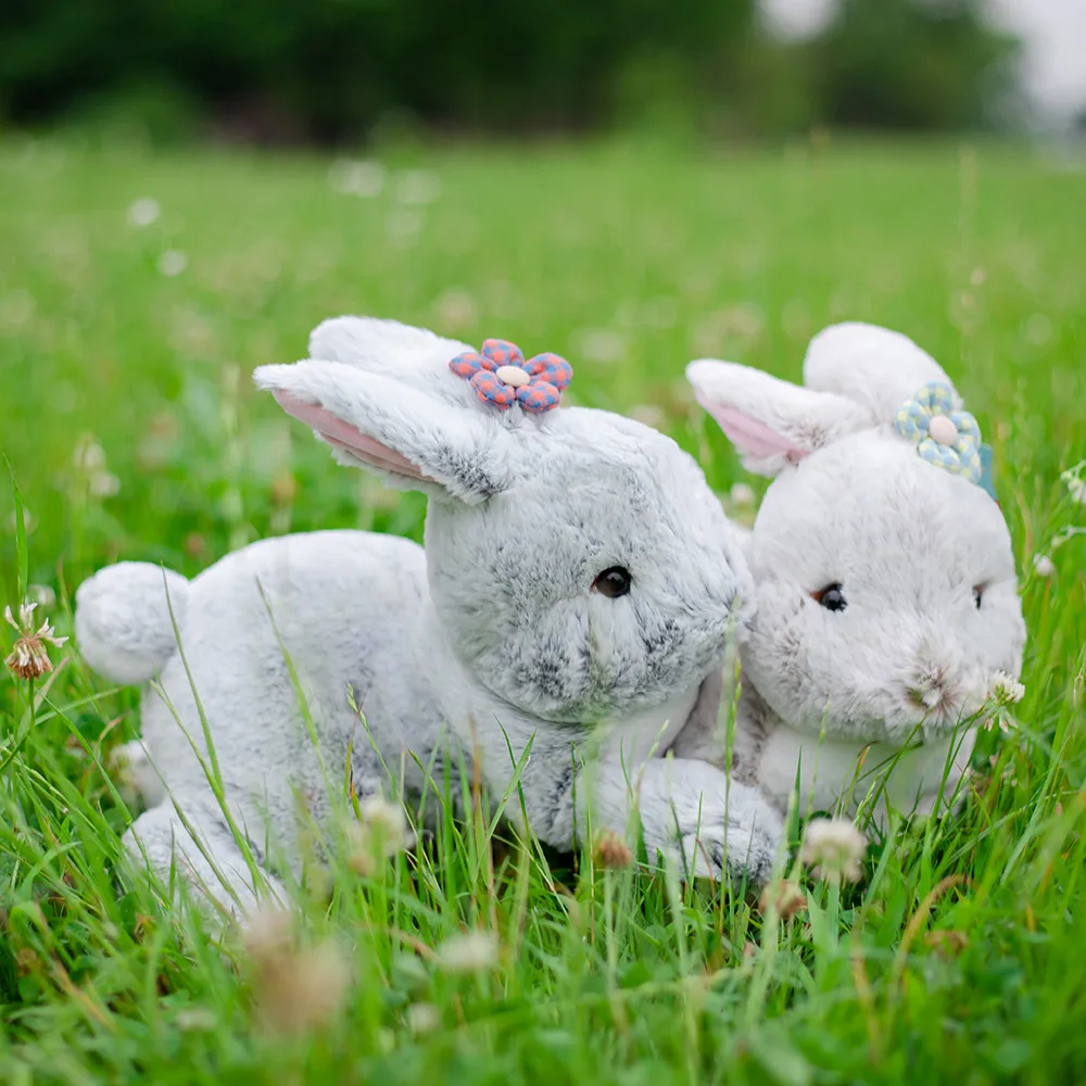 Realistic Furry Rabbit Plush Toy Lifelike Animal Bunny Baby Doll Simulation Model Birthday Gift Room Decor 30-50cm