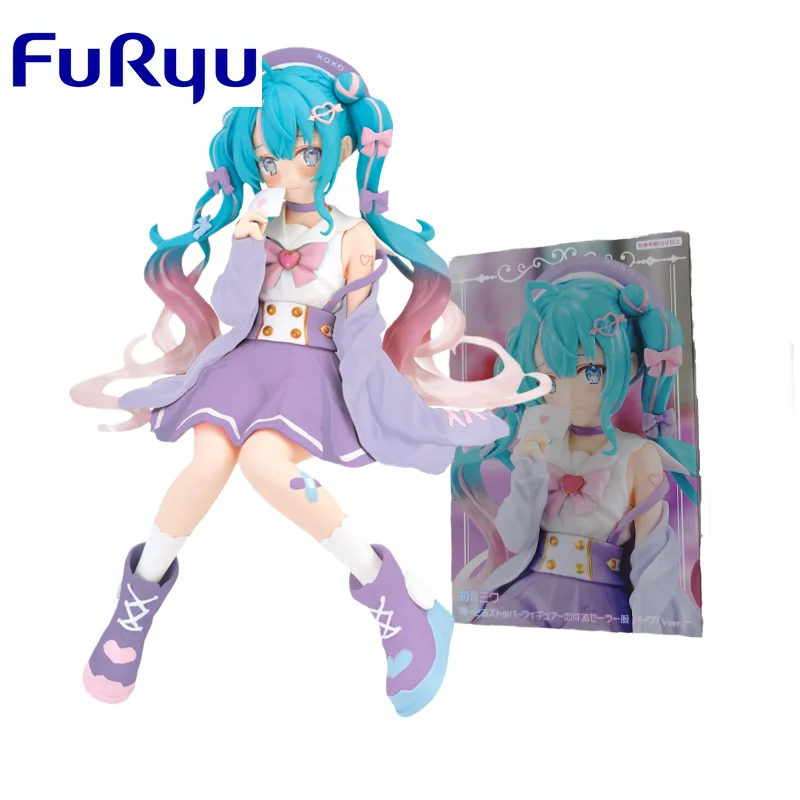 furyu-オリジナルアクションフィギュア初音ミク手袋セーラースーツ紫色の泡面子供向けモデル玩具ギフト