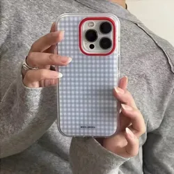 Stylish Blue Checkered Phone Case - Samsung A37 5G (TTK - 325TK250923901)