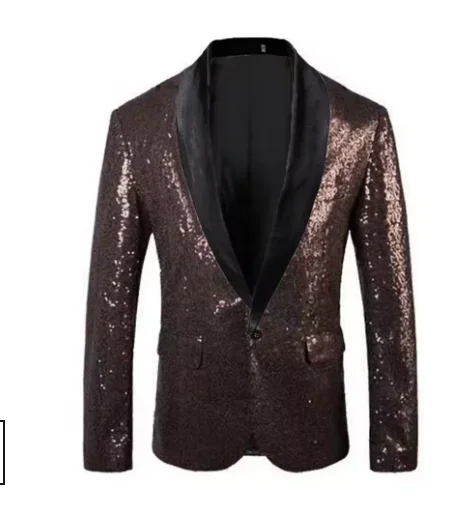 Allthemen Herenblazer met pailletten, smokingjack, glitter, kleurrijke blazer voor feest, eindejaarsbal, multicolor, M