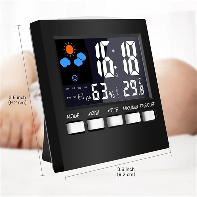 Multifunctional Temperature Humidity Alarm Clock Digital Thermometer Hygrometer