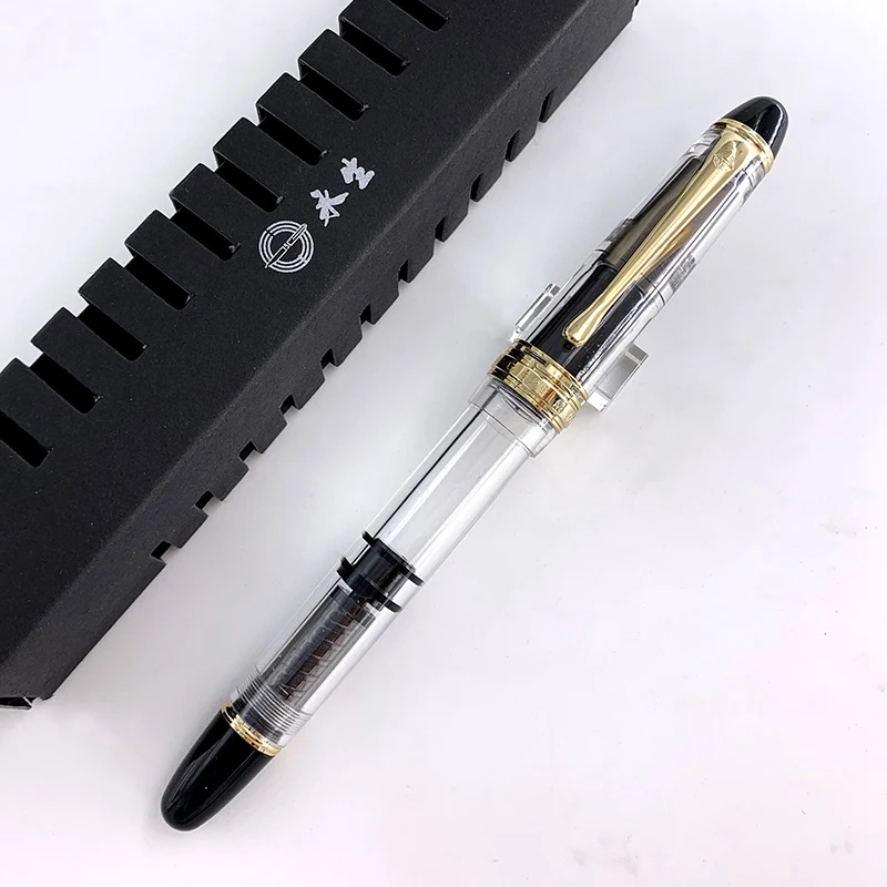 

Yong Sheng 699 Fountain Pen Translucent Black Piston inking Pen EF Nibs School Office writing Supplies Stationery Students Gifts