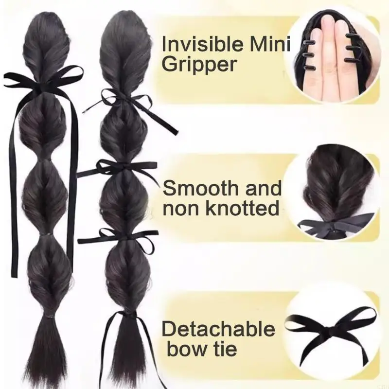 G2TB Girls Hairpiece Wigs Hair Extensions Braided Hairpiece for Holiday Photography Elegant Ponytail Hair Extensions