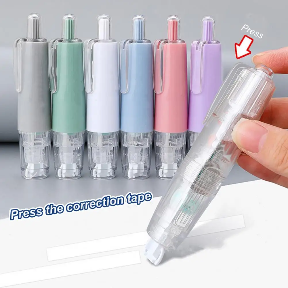 1 Set Refillable Retractable Correction Tape Quick Dry White Out Tape Cute White Out Pen Shaped Applicator Office Supplies