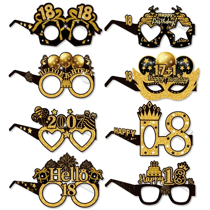 Schwarzgold, Dekoration zum 18-jährigen Geburtstag, Geschirr, Teller, Tassen, Tischdecke, Ballon-Set, Popcorn-Box, Partyzubehör zum 18. Geburtstag – Detail 16