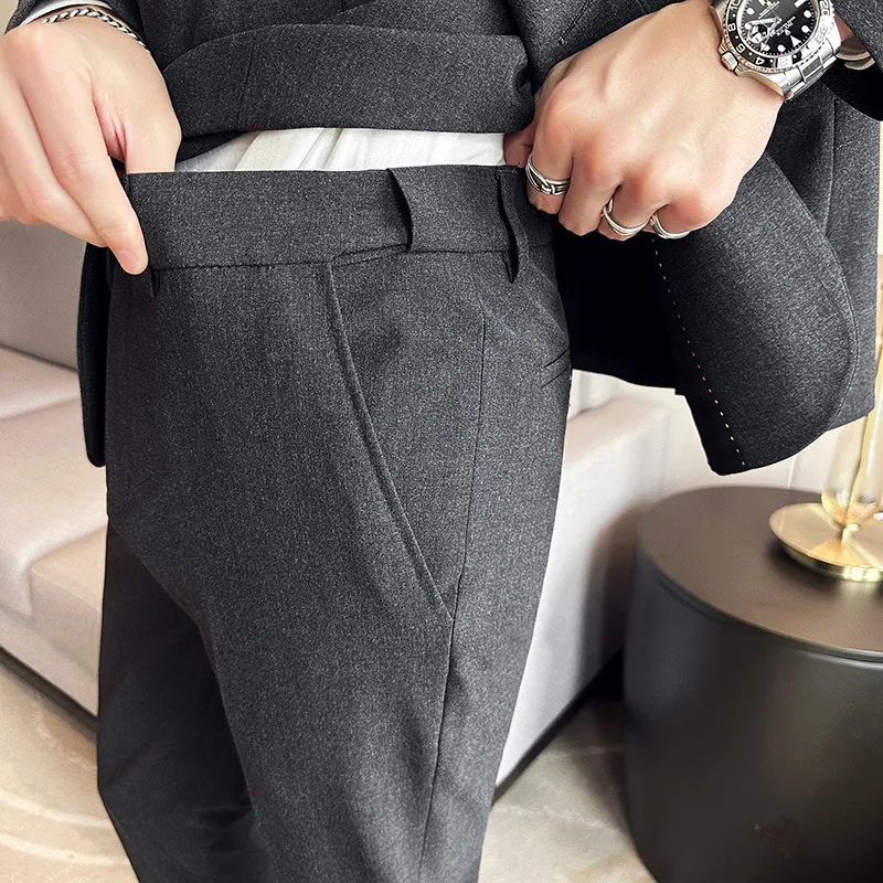 (Jacket+Vest+Pant) Luxury Men's Slim Fit Suits 3-Pcs Formal Business Work Wedding Stage Tuxedo High Quality Suit Plus Size 7XL-S