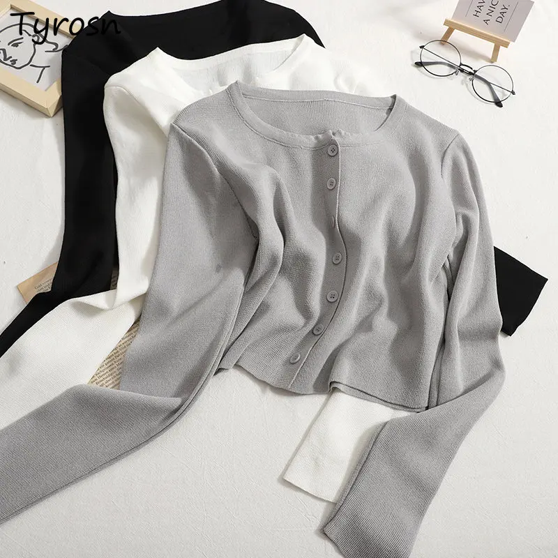 

Cardigan Women 5 Colors Causal All-match Pure Daily Sweet Ulzzang Knitwear Students Fashion Basic Classic Spring Crop Streetwear