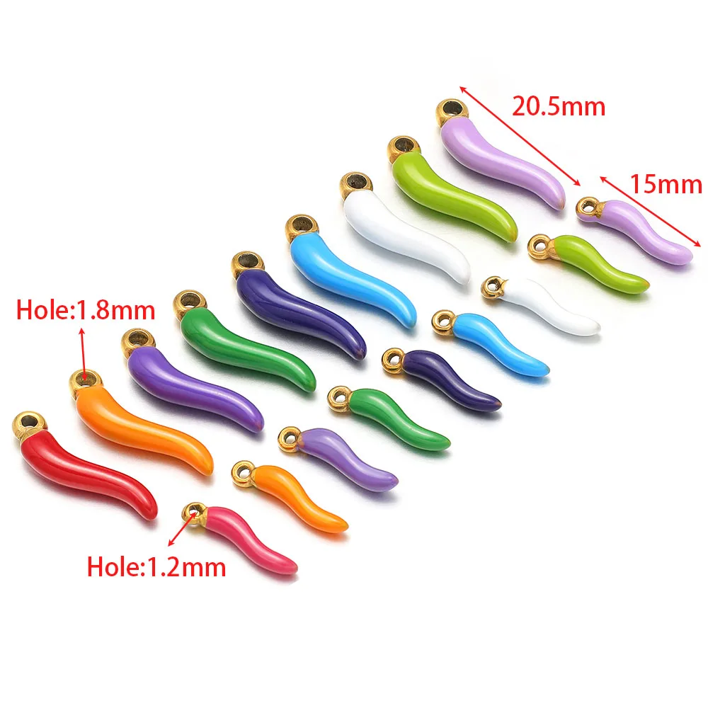 5 Stück Edelstahl Multi Color Pepper Charms Niedlicher Chili Anhänger für DIY Kinder Schmuckherstellung Halskette Armband Zubehör Bulk – Detail 1
