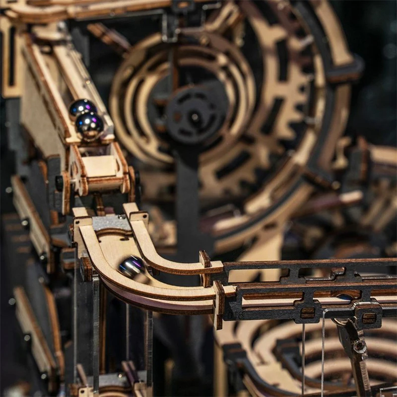Robotime Rokr 대리석 런 세트, DIY 모델 빌딩 블록 키트, 5 종류 3D 나무 퍼즐, 조립 장난감 선물, 10 대 성인용 야간 도시