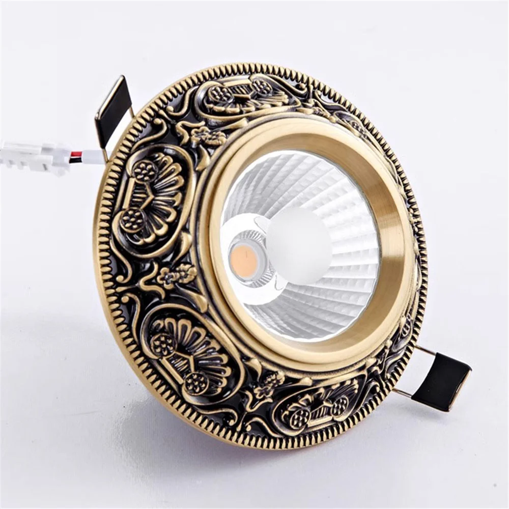 임베디드 구리 레트로 Led 통 구멍 7.5Cm 5W 12W 220V 거실 로프트 장식 집 Recessed 자리 램프 아트 천장 비품