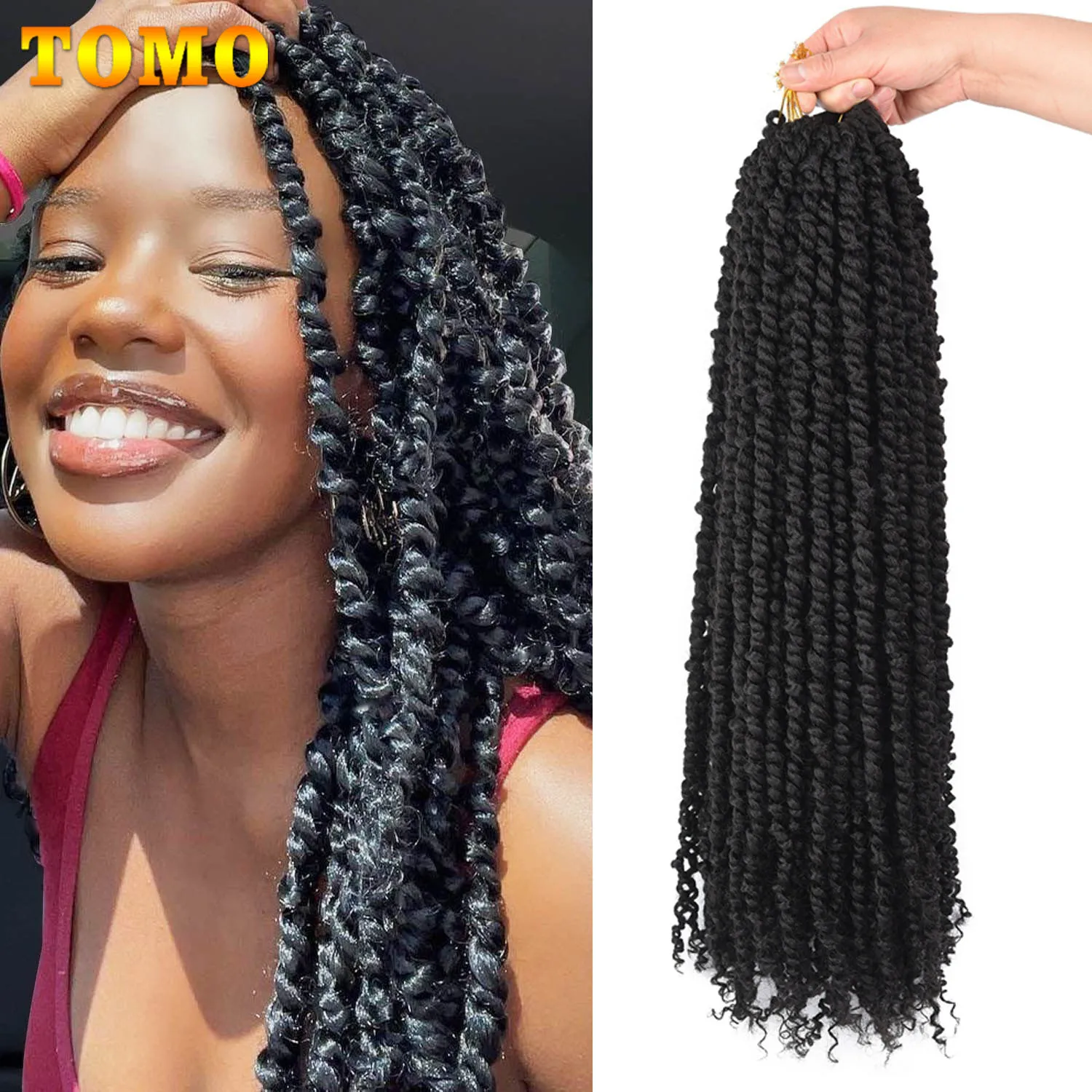 

TOMO Pre-looped Passion Twist Crochet Braids Ombre Long Bohemian Synthetic Braiding Hair Extensions Bomb Twist Hair 12 18 24"