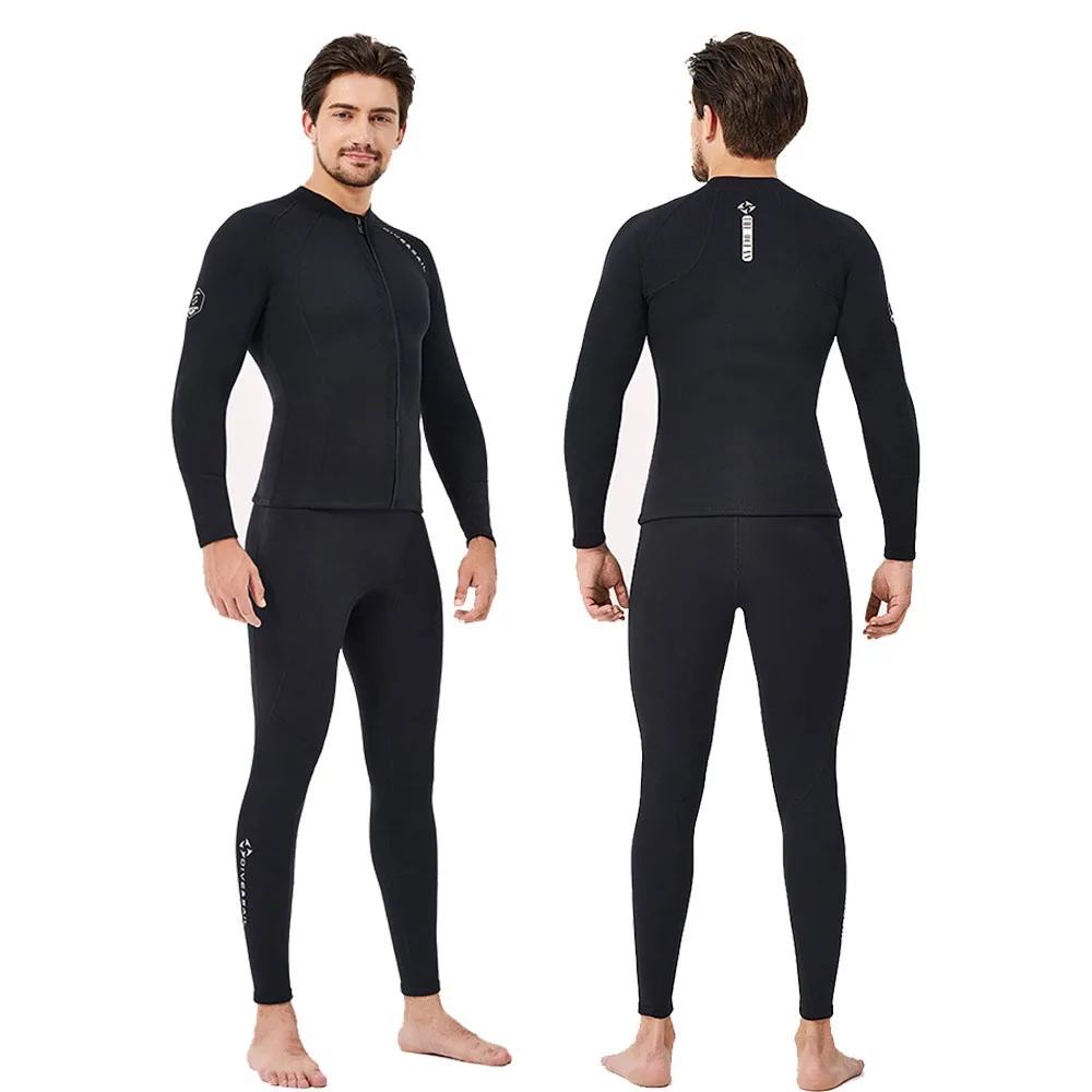 2mm Premium Diving Suit for Men Women Wetwuit Pants Split Body Jacket Pants Neoprene Swimwear Keep Warm Black