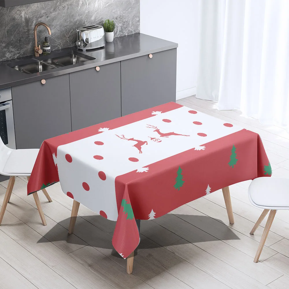 

Christmas Decoration Tablecloth Santa Claus Snowflake Elk Christmas Tree Printing Table Cloth Waterproof Tablecloth Party Decor