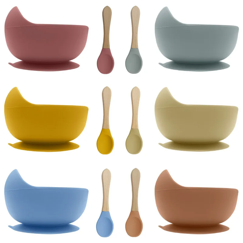 

Baby Dinnerware Sets Solid Sets For Children Silicone Plate Crockery Babies Bowl PP Dish Toddler For Kids