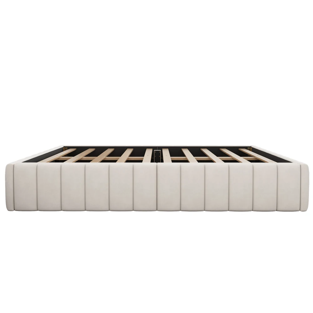 140 x 200 cm Polsterbett mit 4 Schubladen, Bettgestell, Doppelbett mit Gitter (ohne Matratze), ohne Kopfteil, minimalistisches Design – Detail 10