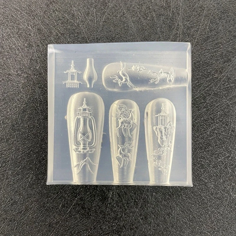 1개 네일 아트 실리콘 조각 몰드 꽃 나비 연꽃 코이 사슴 3D 몰드 네일 아트 장식 DIY 디자인 실리콘 네일 몰드