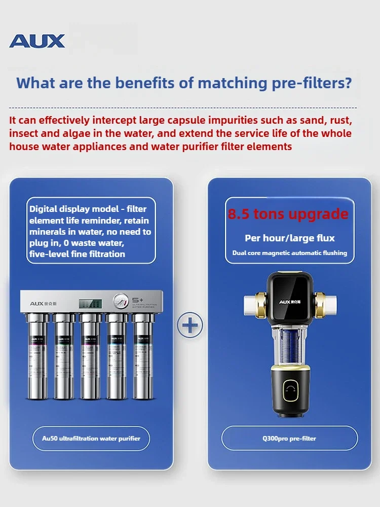Household Kitchen Water Filter Ultrafiltration Direct Drinking Tap Water Purifier Under-Sink Front Filtration System