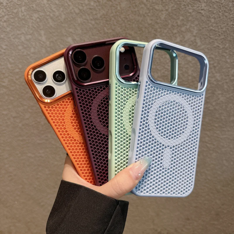 Summer Cooling Magnetic Phone Case with Magsafe, Breathable Mesh, Sturdy Armor, Anti-Fall Protection