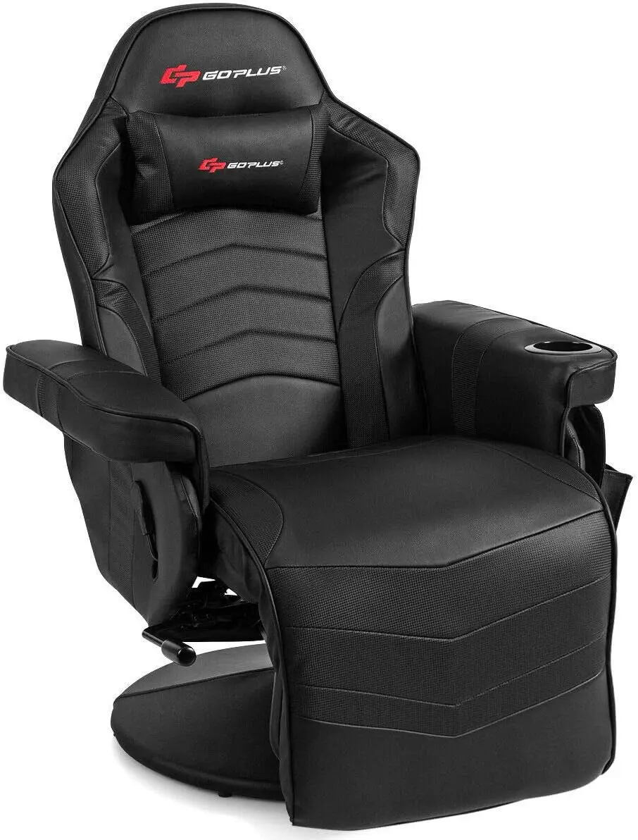

Racing Style Gaming Recliner w/Adjustable Backrest and Footrest, Ergonomic High Back PU Leather Computer Office Chair Swivel