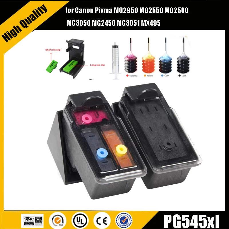 

Refillable Compatible 545XL 546XL 545 546 XL Ink Cartridge for Canon PG545 CL546 PG-545 Pixma MG3050 2550 2450 2550S 2950 MX495