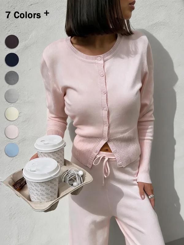 Tossy Knit Cardigan Long Sleeve Ribbed...