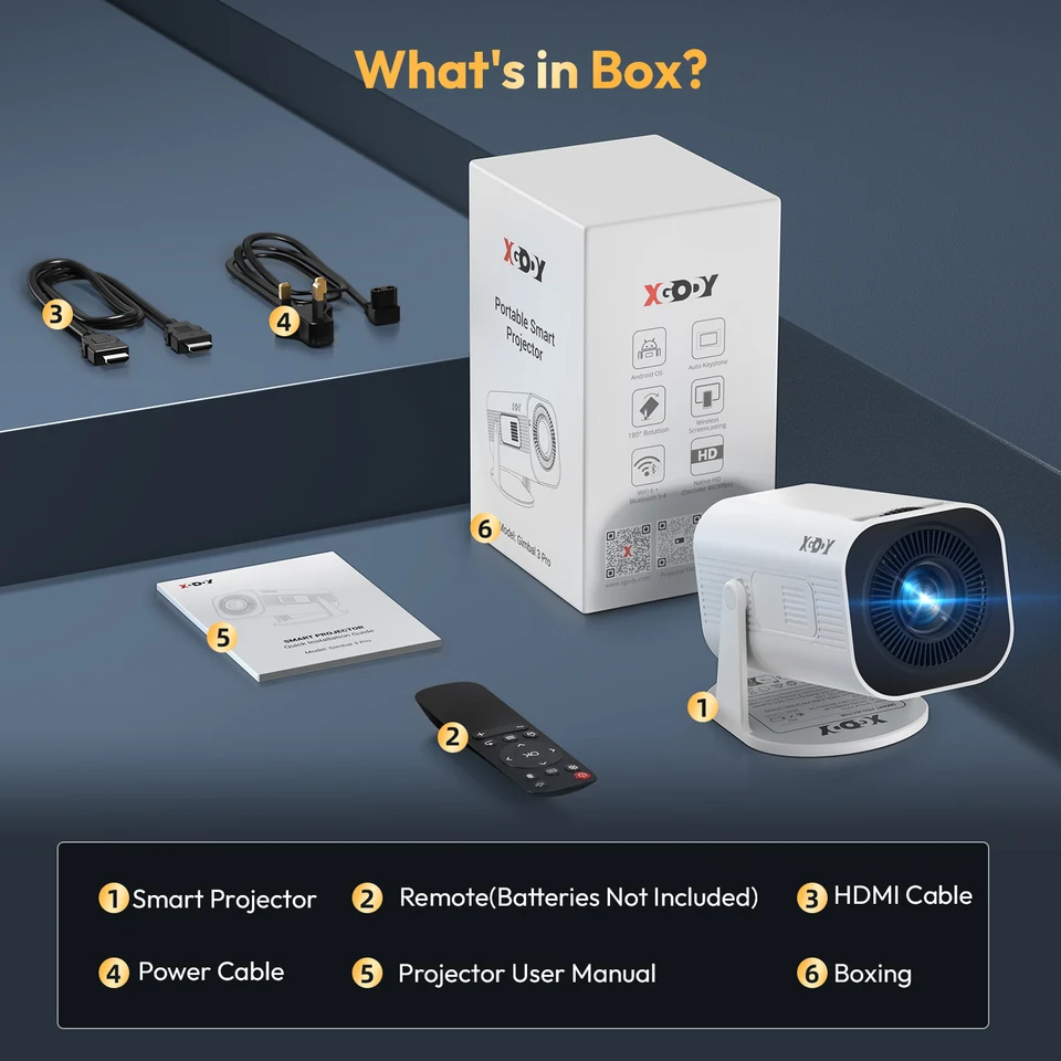 Portable 4K Wifi6 Android Mini Projector