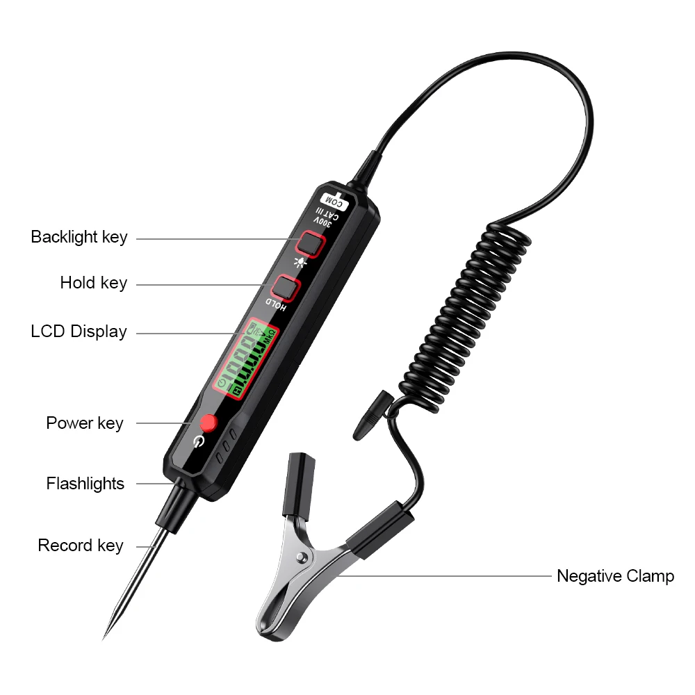 Car Voltage Detector Pen HT86A 100V Non-Contact Adjustable DC Voltage Backlight Tester Car Fault Maintenance Circuit Test Pen