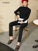 AMII Minimalism Jeans for Women 2025 Autumn Slim Feet Fashion Casual All-match Cotton Slight Strech Ankle-Length Pants 12514004 - Image 3