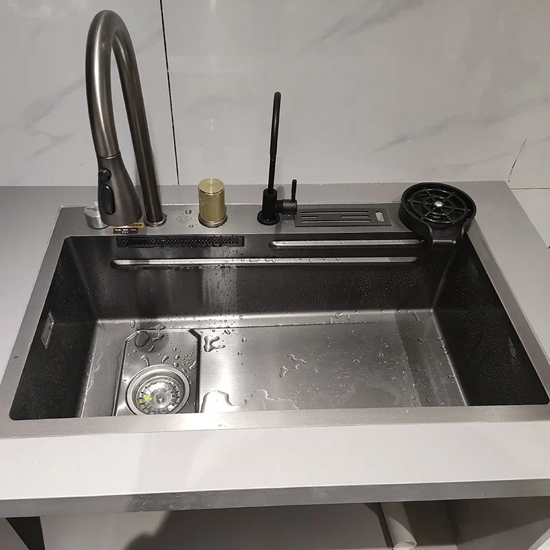 Bồn Rửa Chén Inox 304 Lượng Mưa Thác Lớn Đơn Khe Cắm Nhà Chậu Rửa Bát ...