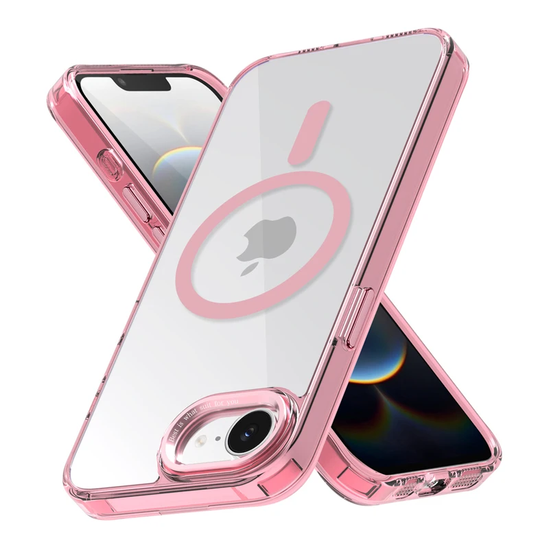 Strong Magnetic Hybrid Shockproof Transparent Case with Colored Edge