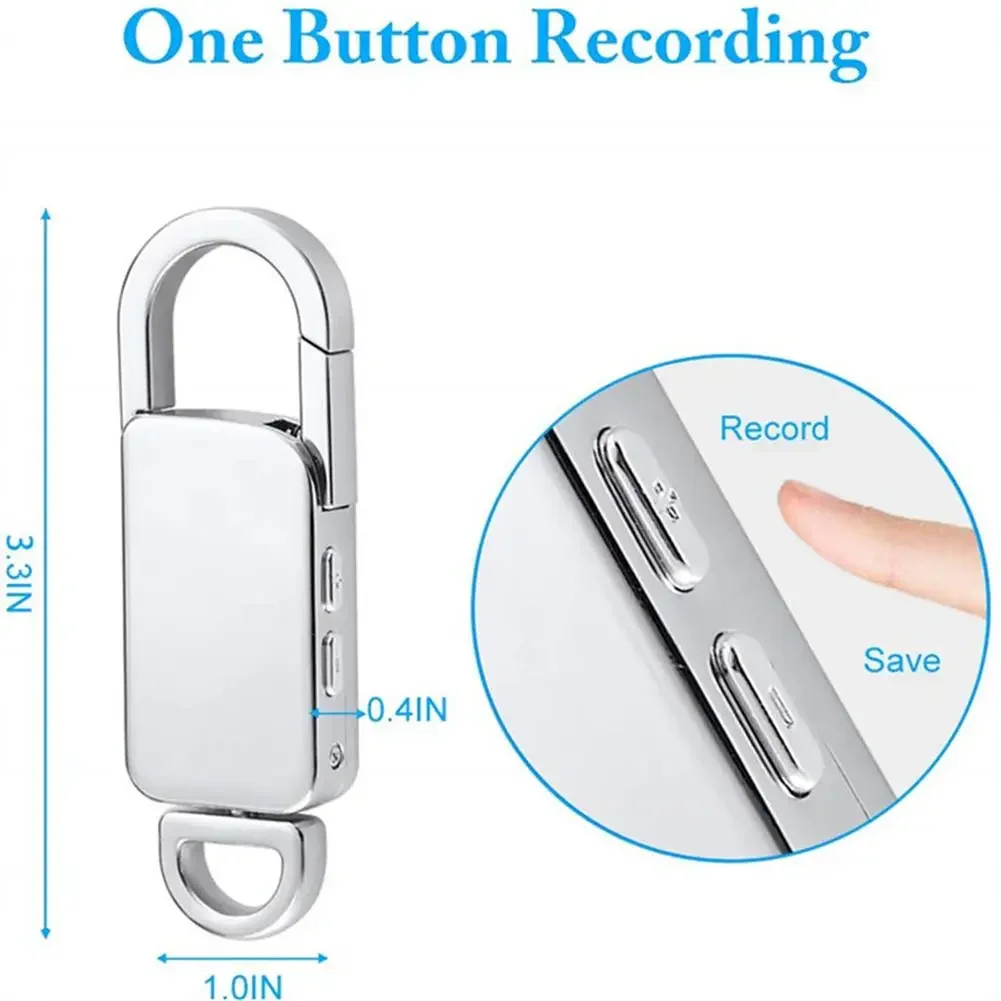 Gtwoilt Portable Keychain Dictaphone Digital Voice Recorder Hd Noise Reduction Voice Activated Recording Audio Sound Mp3 Player