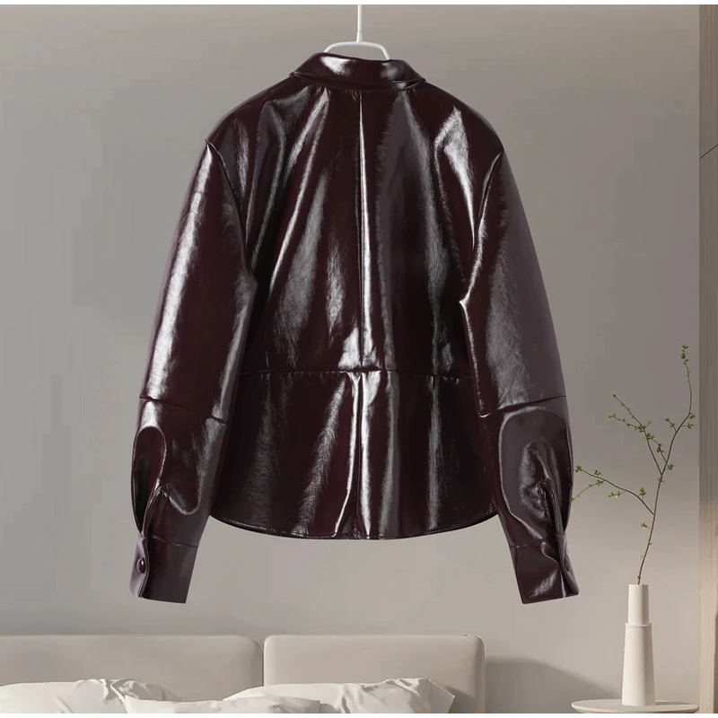 Sexy PU Leather Jacket Mini Skirts Set