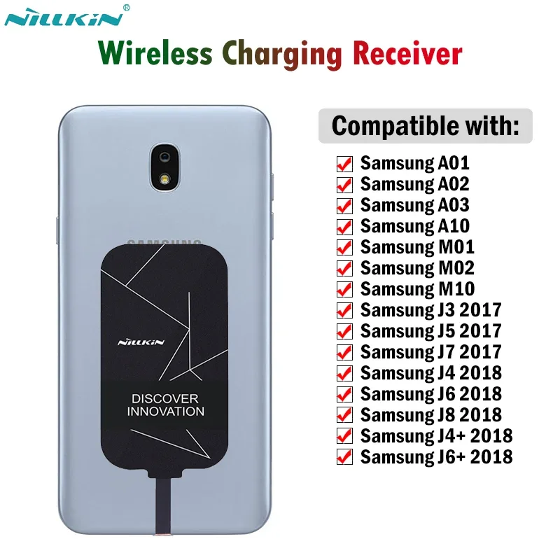 

Nillkin Qi Wireless Charging Receiver for Samsung Galaxy A01 A02 A03 A10 M01 M02 M10 J5 J7 Pro J6 J8 Micro USB Charger Adapter