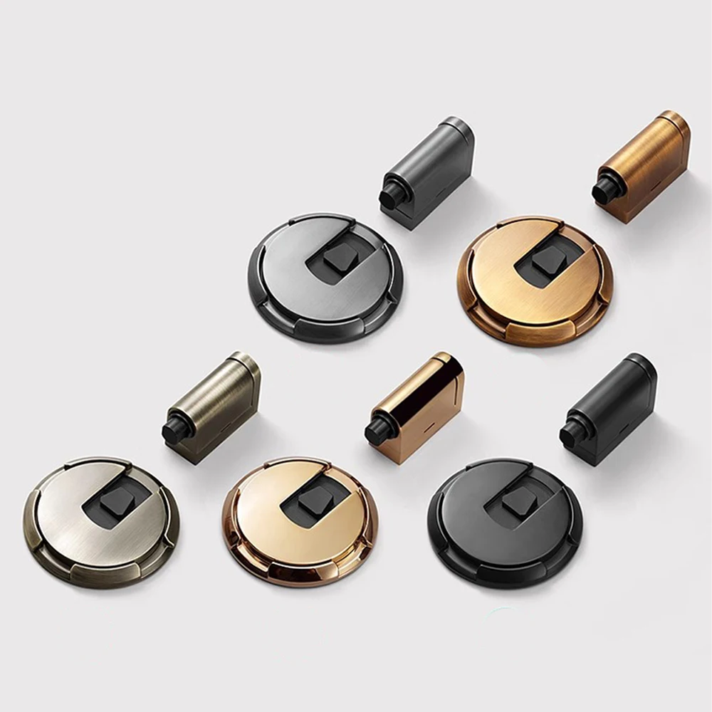 Non-Punch Door Stopper Automatic Floor Floor DoorStop Furniture Fittings Gold Black Grey Stopper for Door Windproof Door Stops