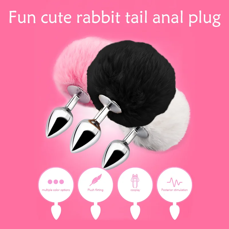 Anal Plug Mini Bunny Tail Butt Plug Cosplay Anal Beads Metal Butt Plug Dildo BDSM