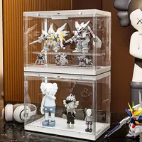 Dustproof Doll Display Case with Magnetic Levitation Stand and LED Light, Clear Acrylic Storage Box for Collectibles 1