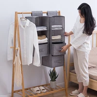 Cotton Linen Hanging Storage Bag Drawer Style Wardrobe Organizer Box Clothes Organizer Holder Collapsible Hanging Storage Shelve 2