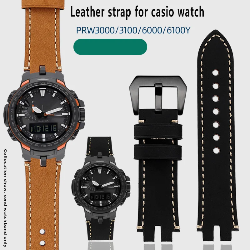 Per Casio Protrek Mountain Men Cinturino Per Orologio Prw-3000/3100/6000/6100Y Protrek Prw 6000 Cinturino Per Cinturino In Vera Pelle Modificato