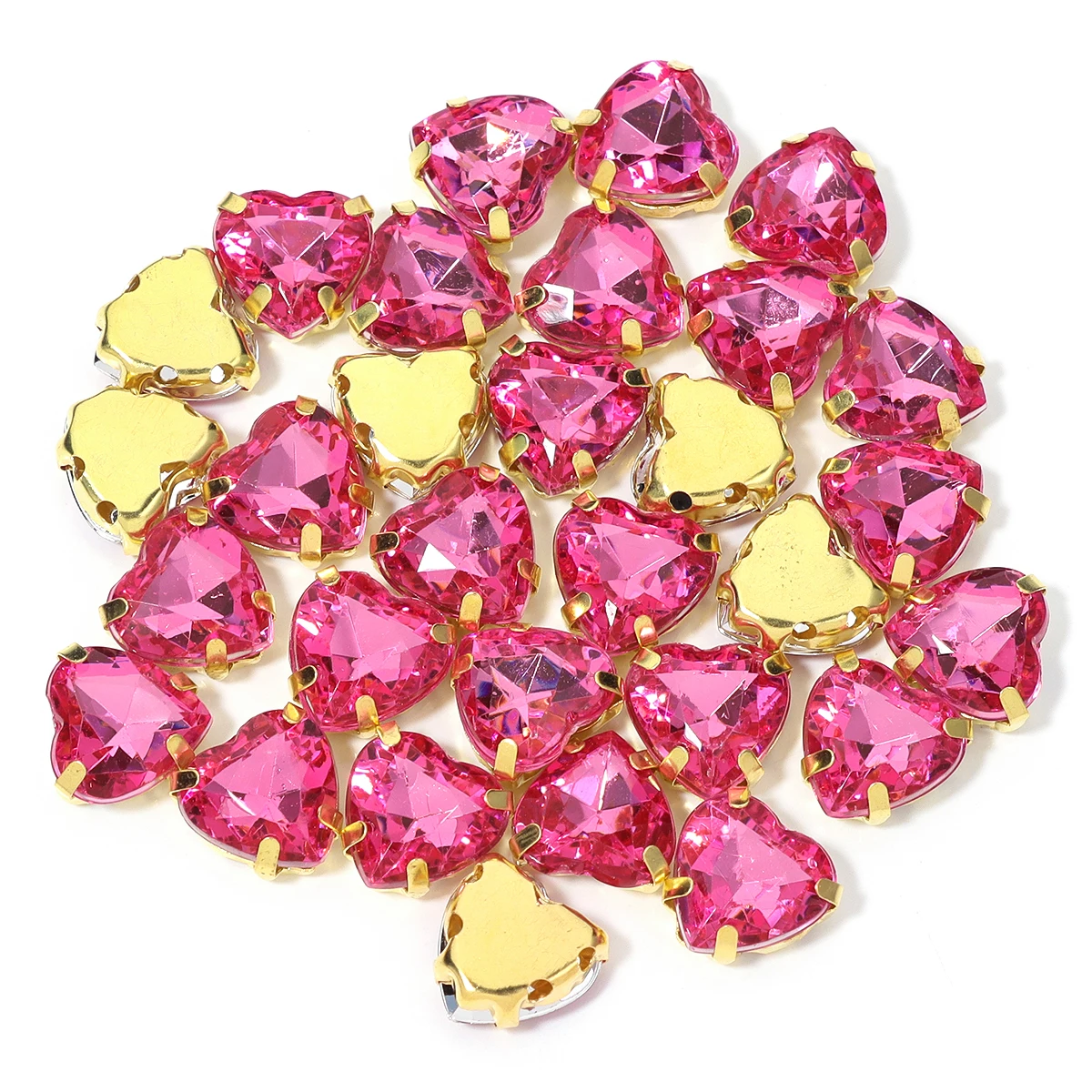 30 stücke Herz Strass Klaue Bohrer Edelstahl Gold Basis Acryl Strass Für DIY Kleidung Dekoration Halskette Zubehör – Detail 19