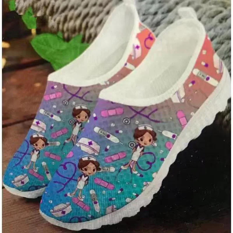 thumbnail image 1 of Rimocy - Zapatos de enfermera para mujer, zapatillas transpirables con estampado para mujer, zapatillas ligeras antideslizantes sin cordones, zapatillas deportivas informales de suela suave para mujer, 1 of 5