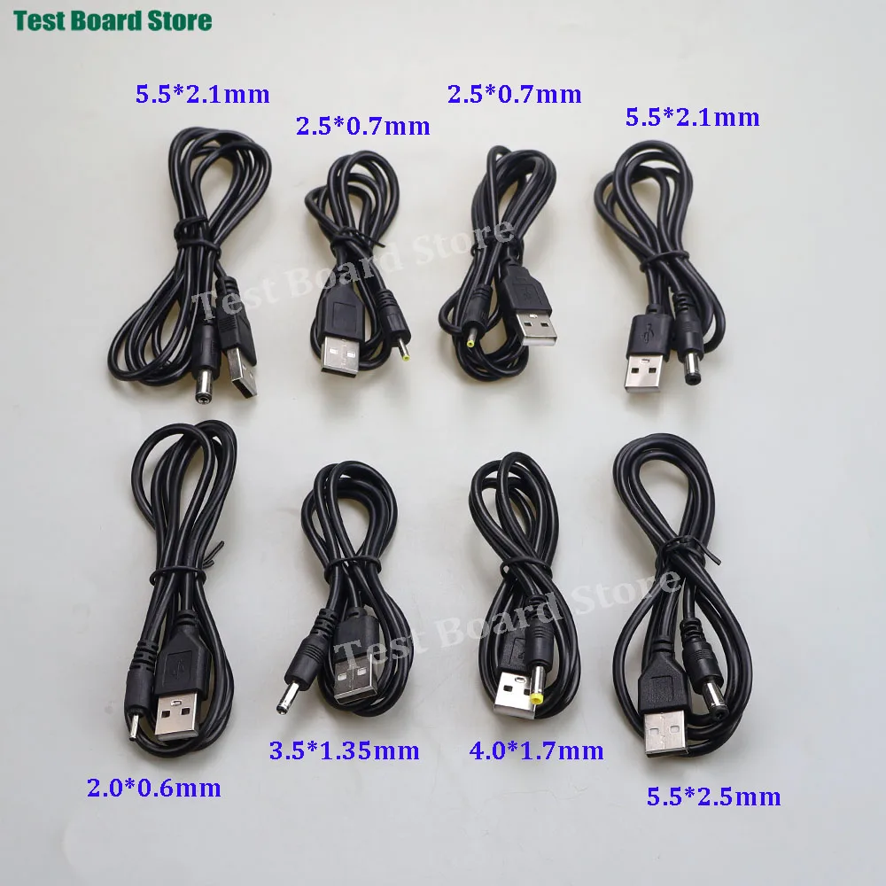 Universal USB A to DC Power Supply Extension Cable with Multiple Plug Sizes