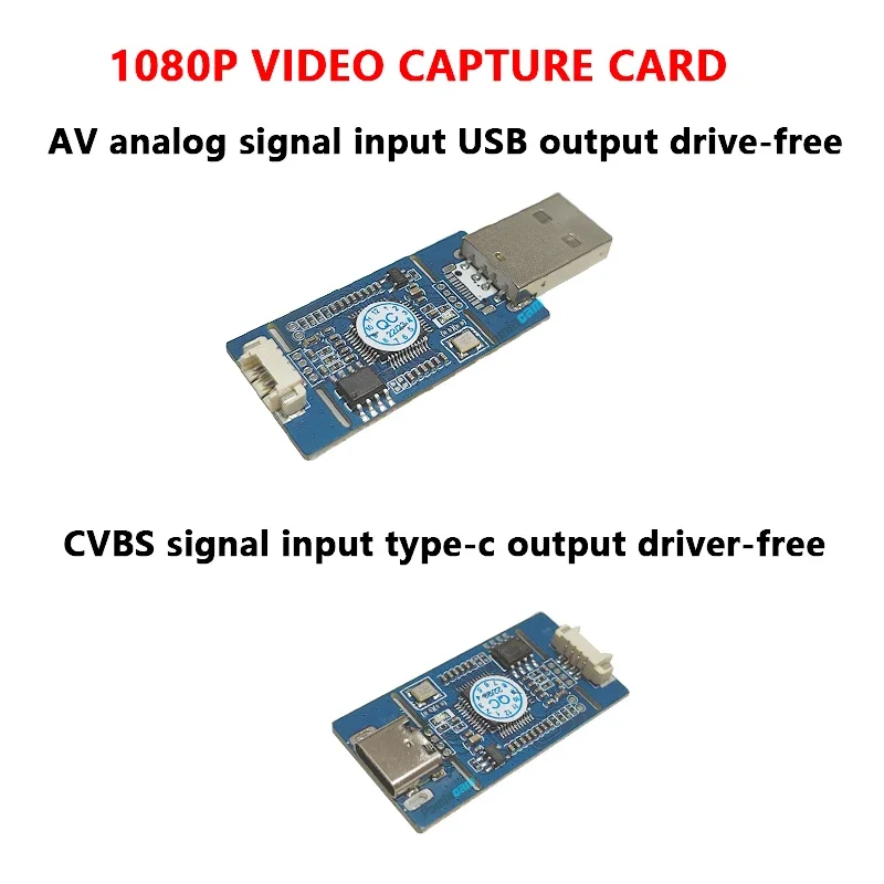 High-Definition Video Capture Card with Analog to Digital Conversion and USB/Type-C Connectivity