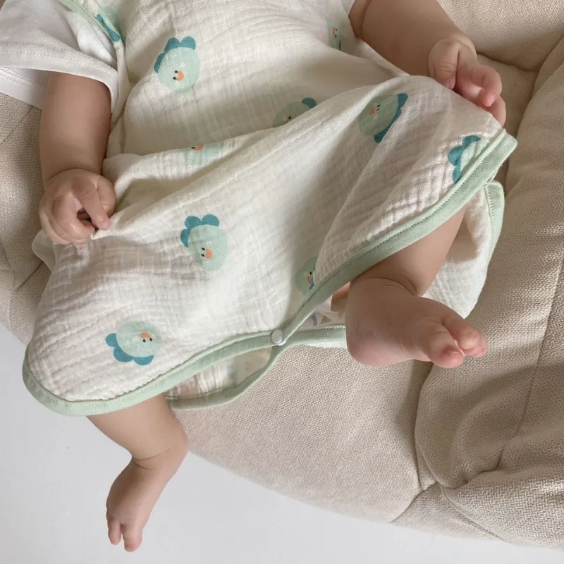 Baby Crawling Suit Pure Cotton Gauze Sleeping Cloth Sleeveless Vest Newborn Children's Anti Kick Quilt Spring Summer Thin Style kids pajamas