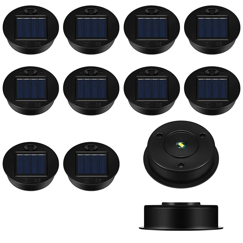 

12 Pack Replacement Solar Light Parts Solar Light Replacement Tops Waterproof LED Solar Panel Lantern Lid Light Outdoor